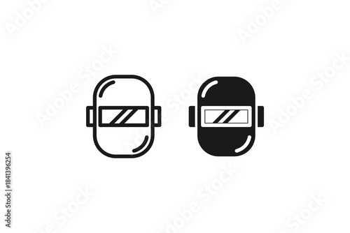 welding helmet icon outline and flat