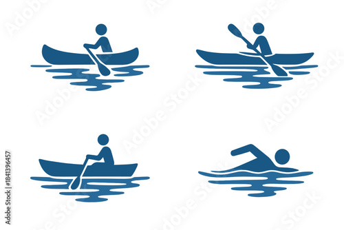 Tranquil Waterway Journey. Icons for: a lake’s gloss guiding a smooth drifter, clear water steering a gentle glider, bright