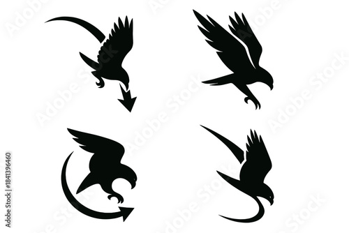 Predator's Swift Dive. Icons for: a predator’s arc guiding a swift dive, keen wings steering a falling strike, a stooping form