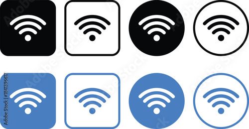 wifi icon set. Signal strength and hotspot signs. Connection lost symbol. Wireless Technology. Technology and hotspot signs