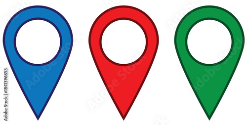 Map location pin icon set. GPS pointer, marker for destination, position, and navigation. Vector symbol collection isolated on transparent background for web and app design.