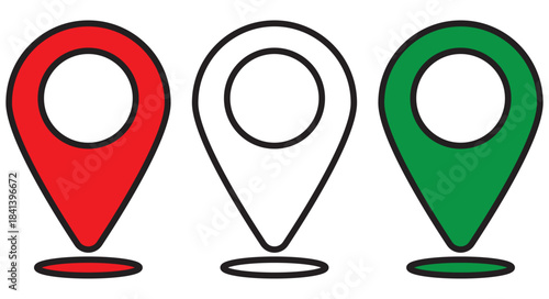 Map location pin icon set. GPS pointer, marker for destination, position, and navigation. Vector symbol collection isolated on transparent background for web and app design.