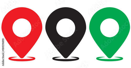 Map location pin icon set. GPS pointer, marker for destination, position, and navigation. Vector symbol collection isolated on transparent background for web and app design.