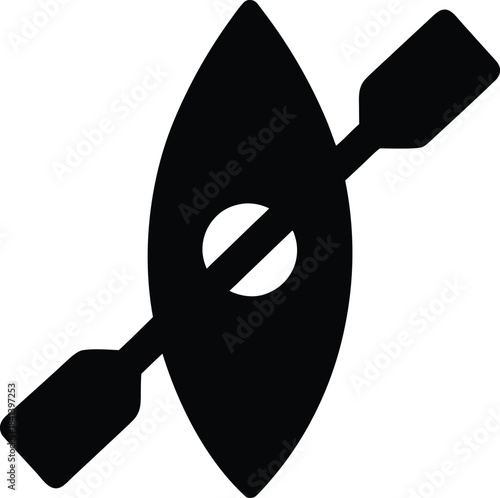 kayak icon Black silhouette vector illustration on transparent background