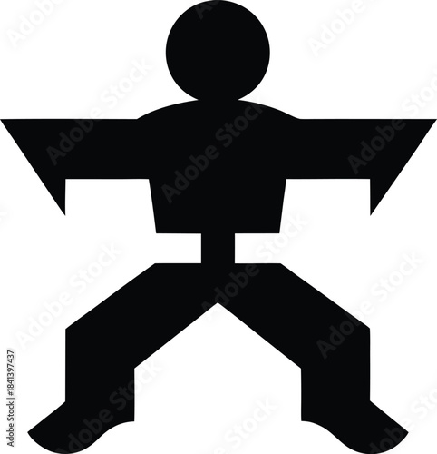kung fu icon Black silhouette vector illustration on transparent background