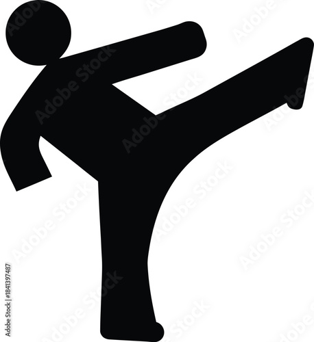kung fu icon Black silhouette vector illustration on transparent background