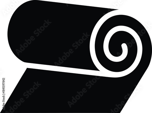 pilates mat icon Black silhouette vector illustration on transparent background