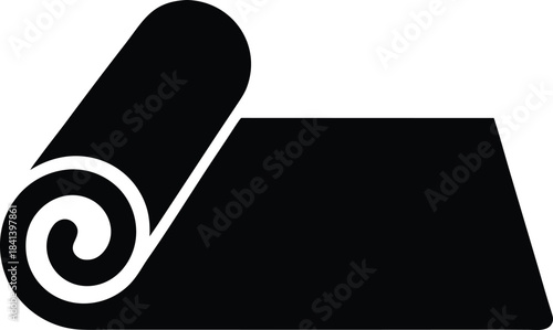 pilates mat icon Black silhouette vector illustration on transparent background