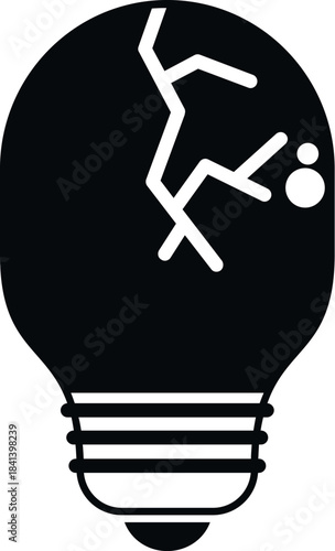Cracked light bulb silhouette symbolizing a failed concept or innovation problem