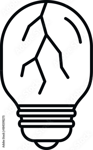 Broken light bulb having cracks on its glass globe illustrating a failed idea or problem
