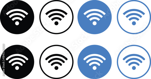 wifi icon set. Signal strength and hotspot signs. Connection lost symbol. Wireless Technology. Technology and hotspot signs