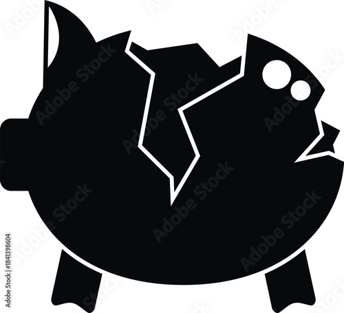 Broken piggy bank representing financial difficulties and economic crisis