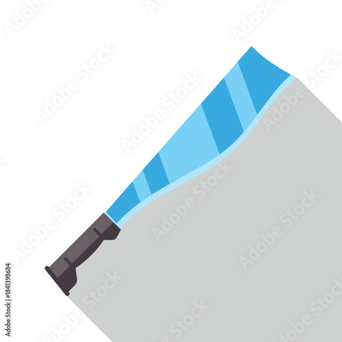 Futuristic blue sword with a glowing blade icon featuring a long shadow