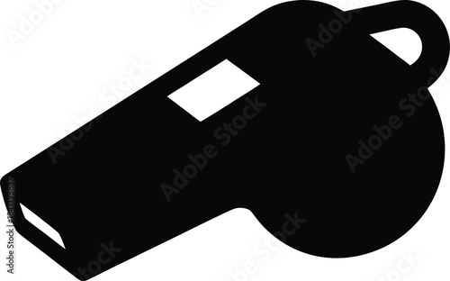 referee whistle icon Black silhouette vector illustration on transparent background