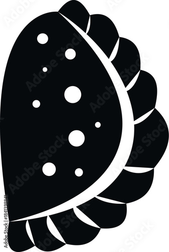 Empanada or a similar pastry in simple black and white line art