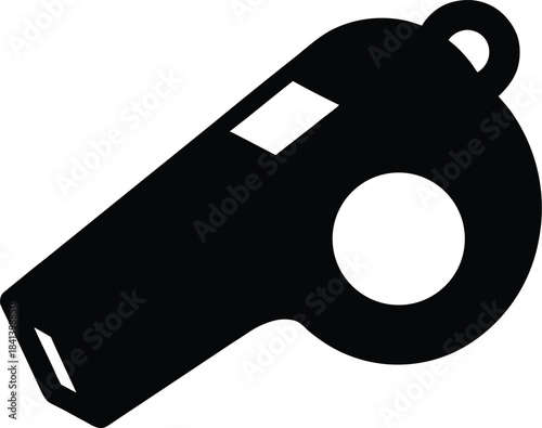 referee whistle icon Black silhouette vector illustration on transparent background