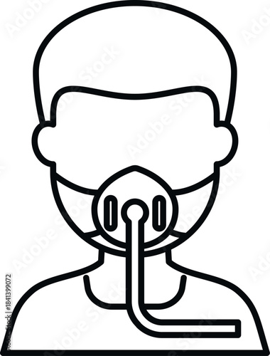 Person wearing an oxygen mask for respiratory support and treatment