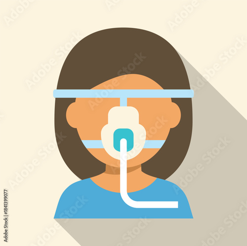 Person wearing an oxygen mask for medical treatment or respiratory support