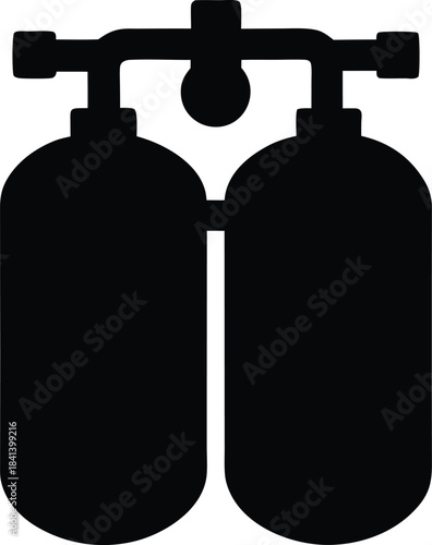 scuba tank icon Black silhouette vector illustration on transparent background