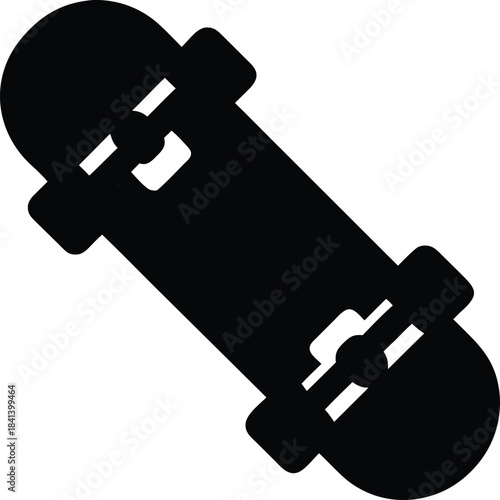 skateboard icon Black silhouette vector illustration on transparent background