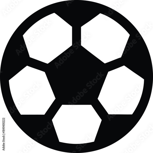 soccer ball icon Black silhouette vector illustration on transparent background