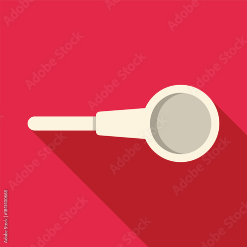 Dental mirror on a red background with a long shadow