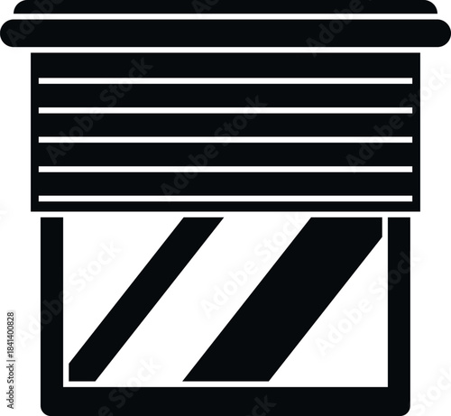 Window frame featuring partially open horizontal blinds, creating a secure light filtering effect