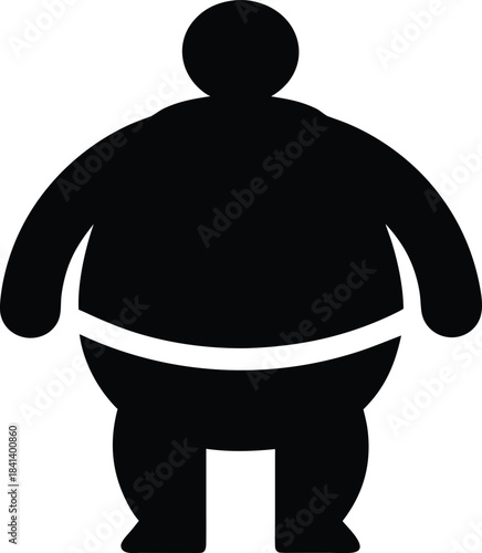 sumo wrestler icon Black silhouette vector illustration on transparent background