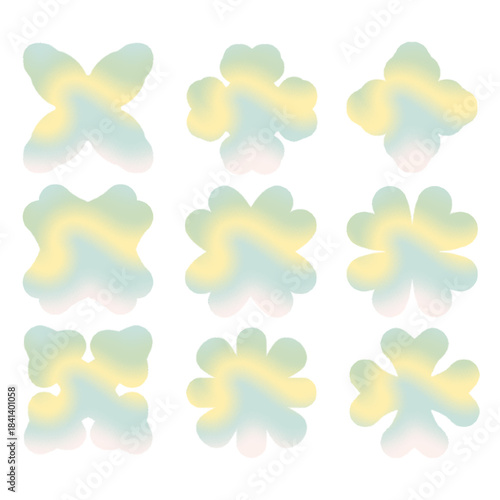Pastel Wellness Floral Clipart | Soft Gradient Flower Icons PNG | Calm Aesthetic Elements for Holistic & Self-Care Branding