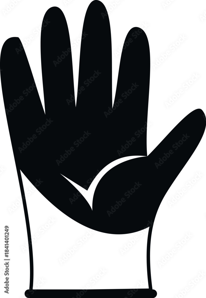 Obraz premium Hand wearing a protective black rubber glove for cleaning activities