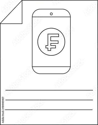 Digital payment concept with mobile phone and finance symbols.