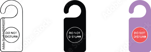 sign do not disturb door hanger set vector flat and solid