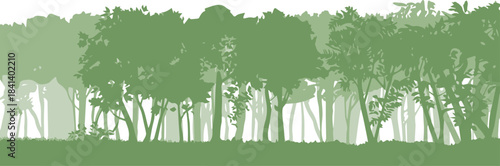 forest layered silhouette vector background green gradient