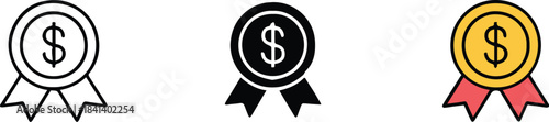 award ribbon money badge icon collection vector illustration set