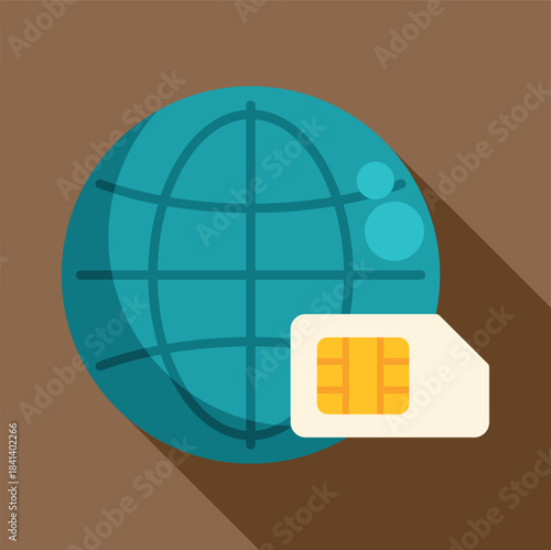 Globe with a sim card representing global mobile network and international roaming