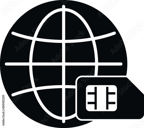 Globe and sim card illustrating international mobile communication and connectivity