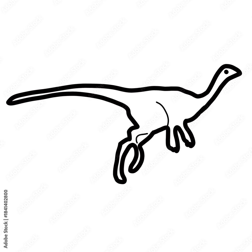 Obraz premium Struthiominus Dinosaur animal history natural organic line hand drawn 