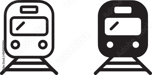 train symbol front view vector for signage and interface