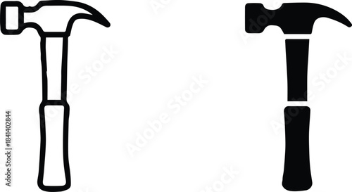 hammer graphic comparison outline versus filled icon