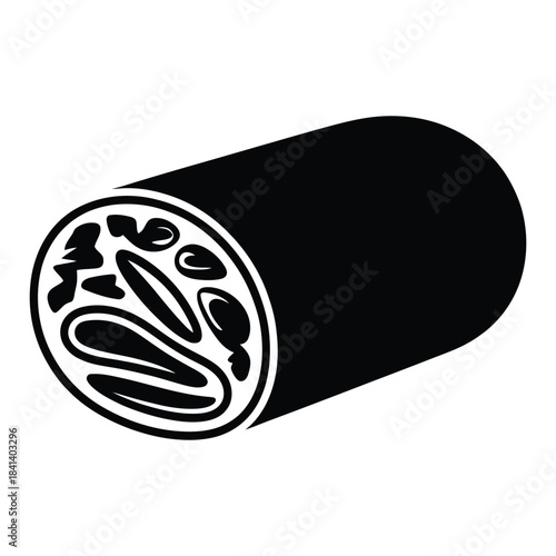 Burrito cut in half showing layers Vector, Silhouette, Illustration