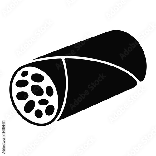 Burrito with visible filling outline Vector, Silhouette, Illustration