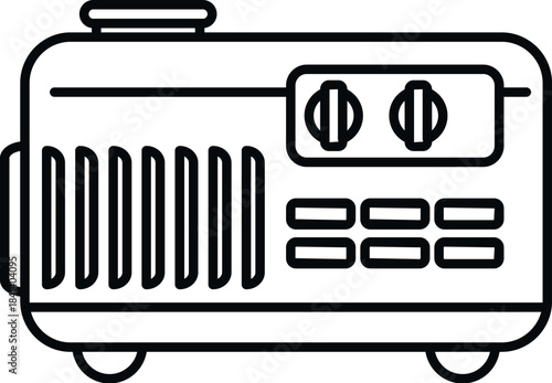 Portable power generator machine producing backup electricity outline icon