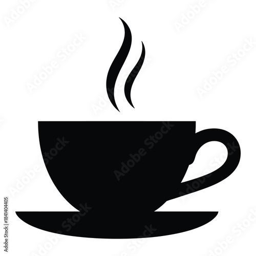Cup with steam rising Vector, Silhouette, Illustration