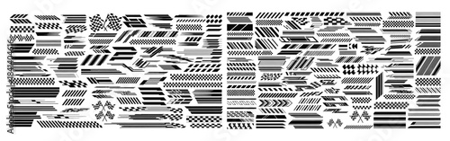 Collection of black and white racing stripes decals and checkered flag graphics for vehicle customization