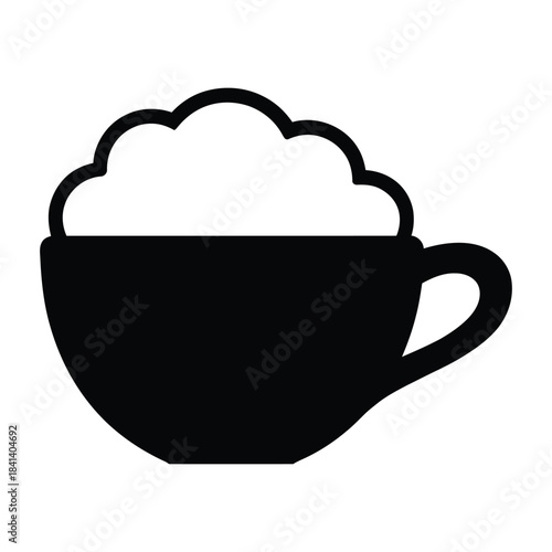 Top-down cup showing foam circle Vector, Silhouette, Illustration