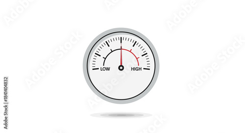 Stylized gauge icon with needle indicating a high level or intensity threshold depiction