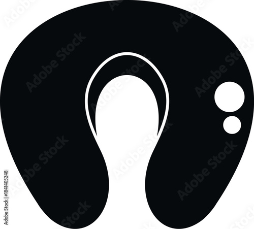 Simple black and white icon of a neck travel pillow symbolizing comfort and rest