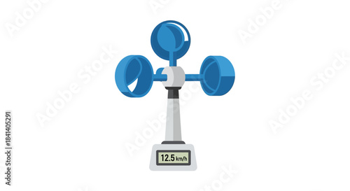 Stylized weather device measuring wind speed with precision, representing advanced technology and