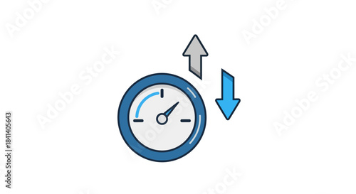 Graphical illustration depicting performance fluctuations with speedometer and arrows indicators