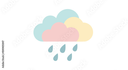 Pastel colored rainy cloud design evoking a sense of gentle weather patterns and calm atmosphere